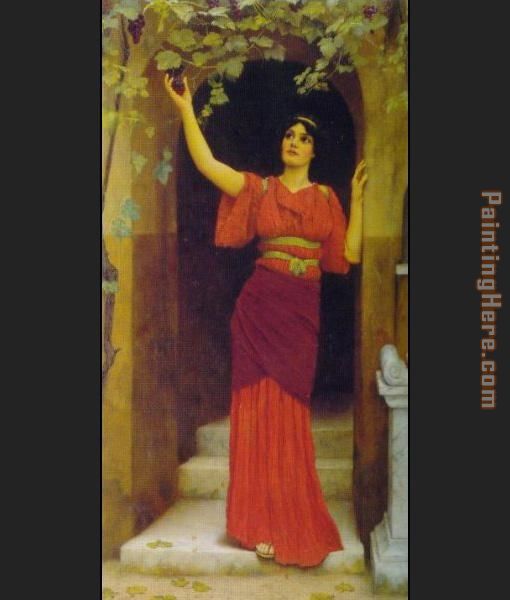 John William Godward Young Girl Picking Grapes painting anysize 50% off